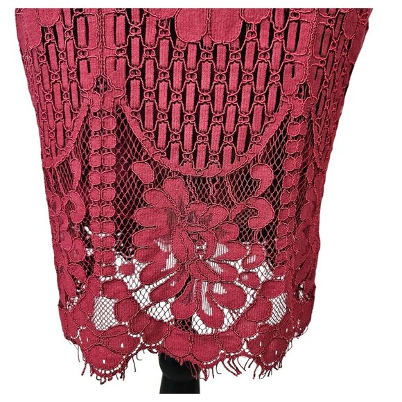 Main Strip Womens Dress Medium Lace Floral Burgundy Sleeveless Wedding Party - Picture 9 of 10